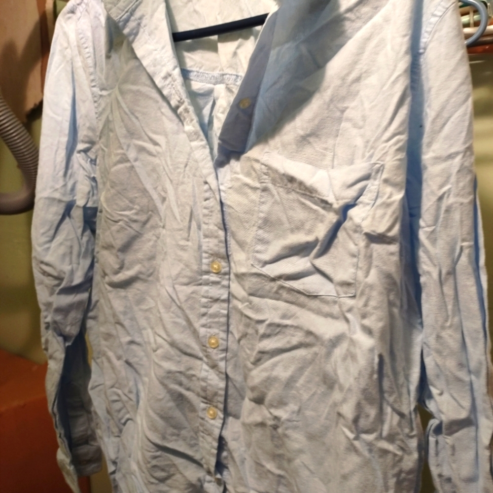 long sleeve button up light blue shirt